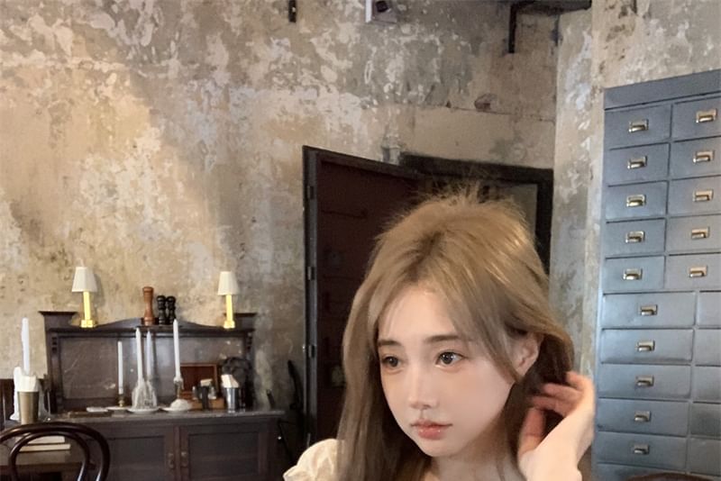 Slim Short-Sleeve High Mini / Skirt Fit A-Line Blouse Panel Waist Lace