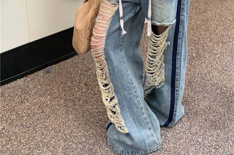 Off-Shoulder Pullover / Plain Contrast Waist Drawstring Trim