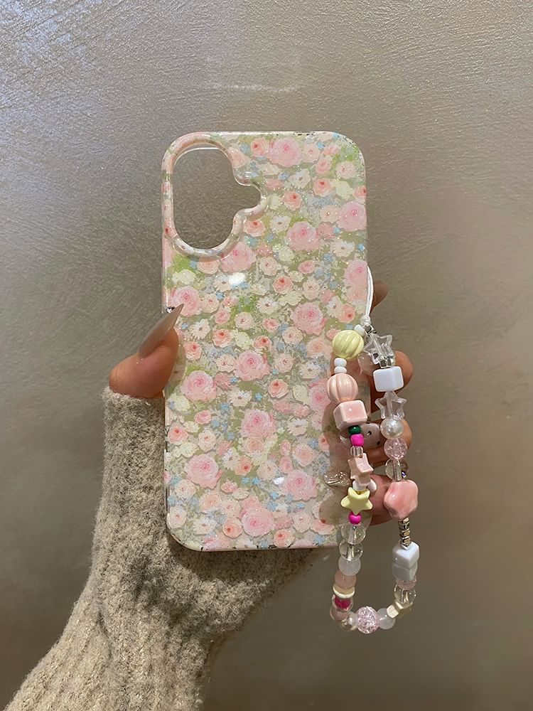 / Case Floral Strap Phone Set