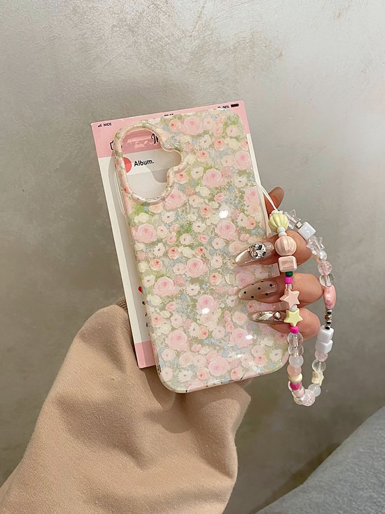 / Case Floral Strap Phone Set