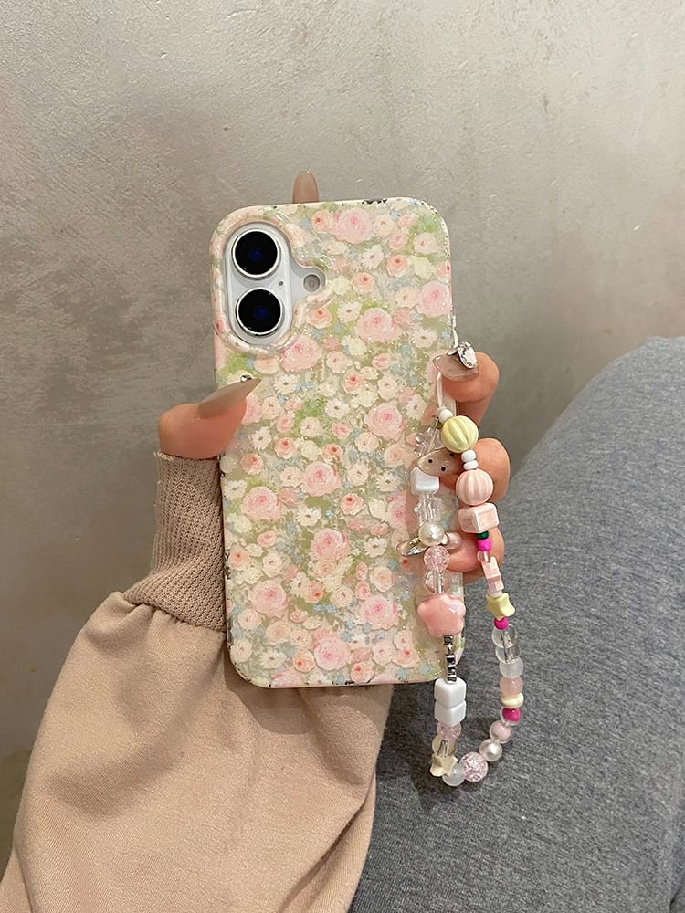 / Case Floral Strap Phone Set