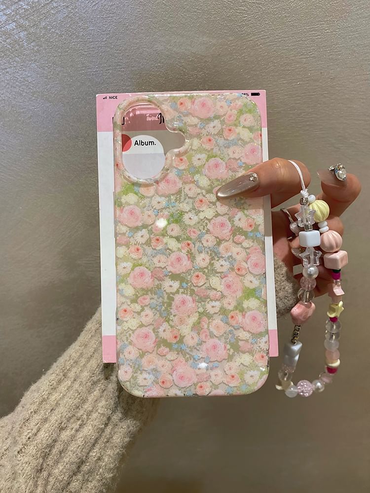 / Case Floral Strap Phone Set