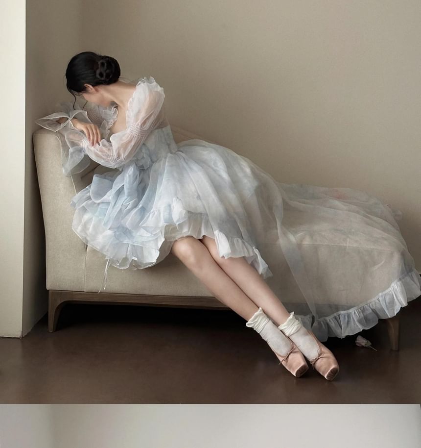 Spaghetti Strap Mini A-Line Corset Dress / Ruffle Trim Maxi Light Jacket / Petticoat Skirt / Set