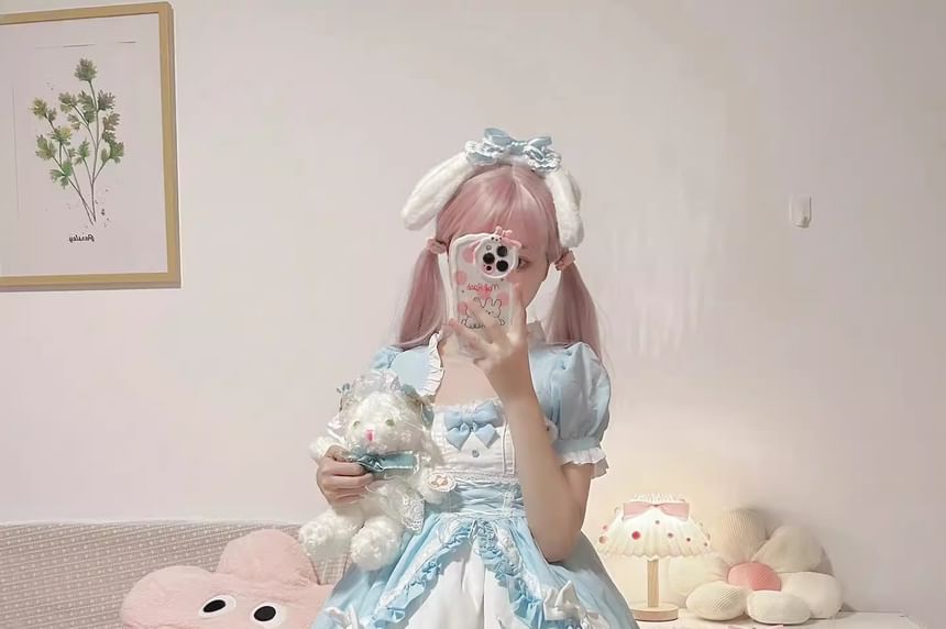 Spaghetti Strap Two Tone Bow Tiered Ruffle Trim A-Line Dress / Short-Sleeve Bolero Jacket / Set (Various Designs)