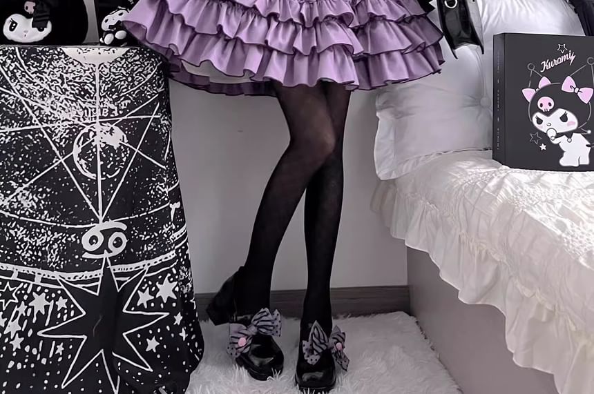 Spaghetti Strap Two Tone Bow Tiered Ruffle Trim A-Line Dress / Short-Sleeve Bolero Jacket / Set (Various Designs)