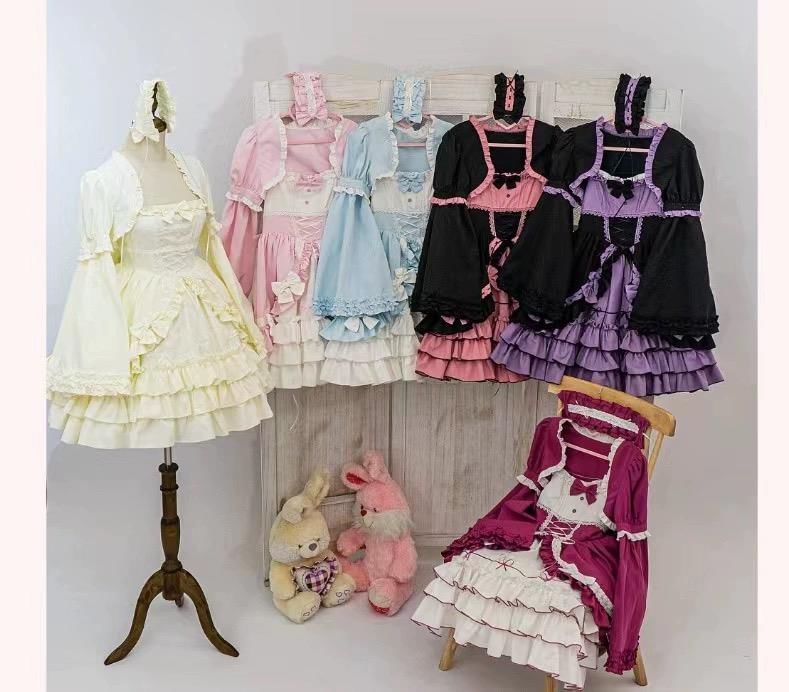 Spaghetti Strap Two Tone Bow Tiered Ruffle Trim A-Line Dress / Short-Sleeve Bolero Jacket / Set (Various Designs)