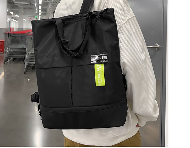 Tote Applique Backpack Nylon Panel