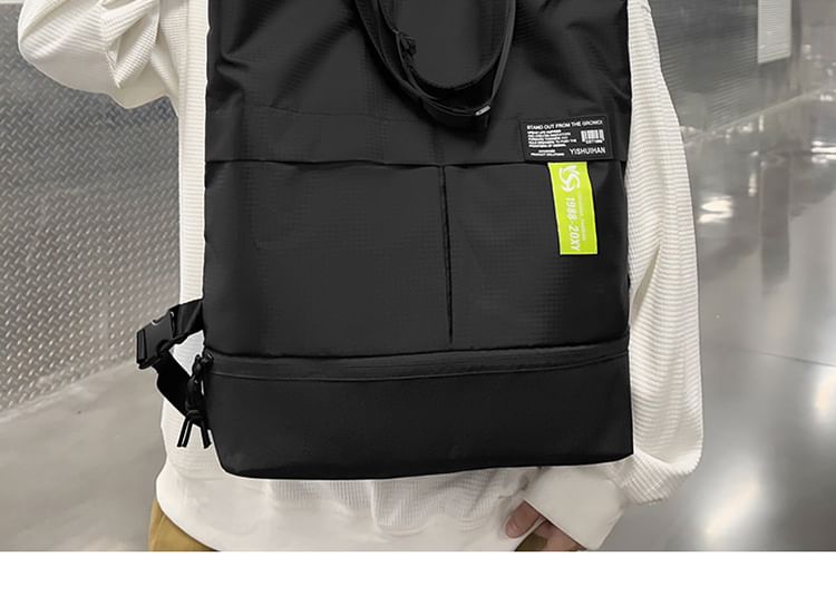 Tote Applique Backpack Nylon Panel