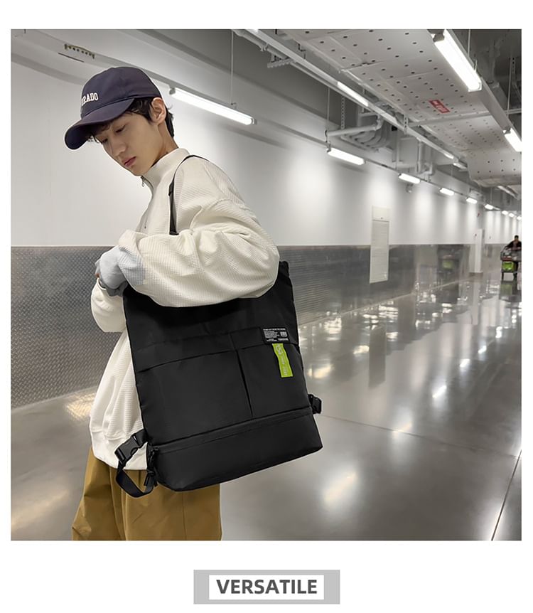 Tote Applique Backpack Nylon Panel