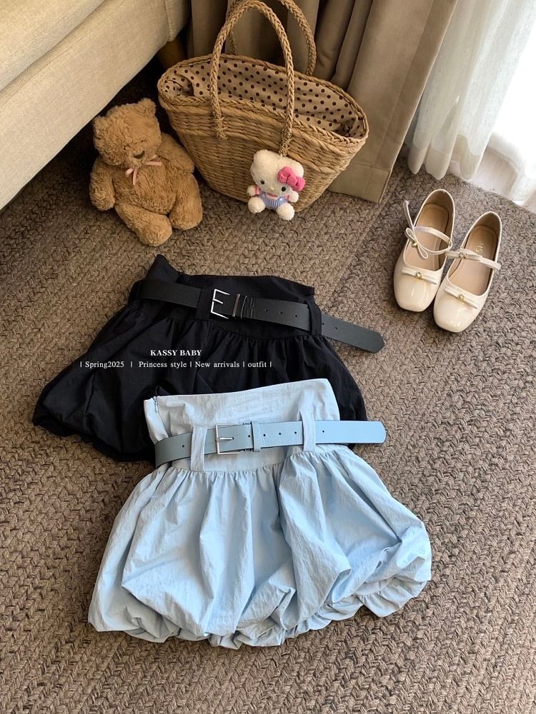 + Mini Waist Set: Belt High Plain Skirt Paperbag