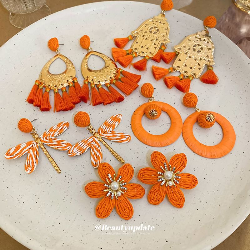 / Alloy Tassel Earring Hamsa Hand Chandelier Droplet