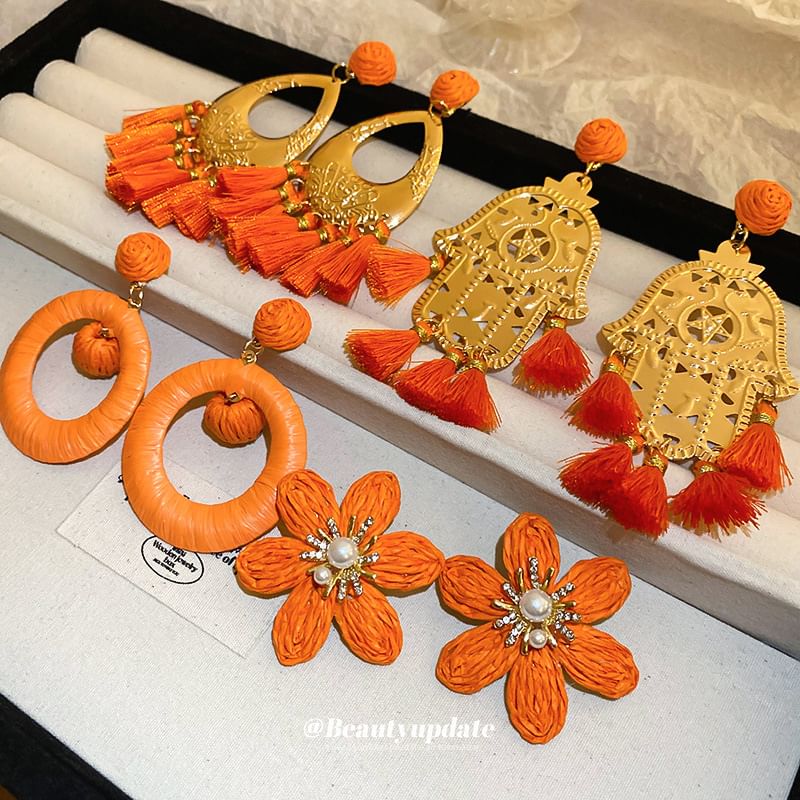 / Alloy Tassel Earring Hamsa Hand Chandelier Droplet