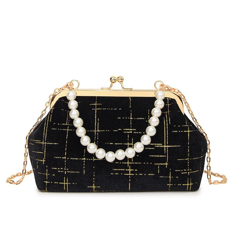 Crossbody Lock Chain Velvet Strap Kiss Bag