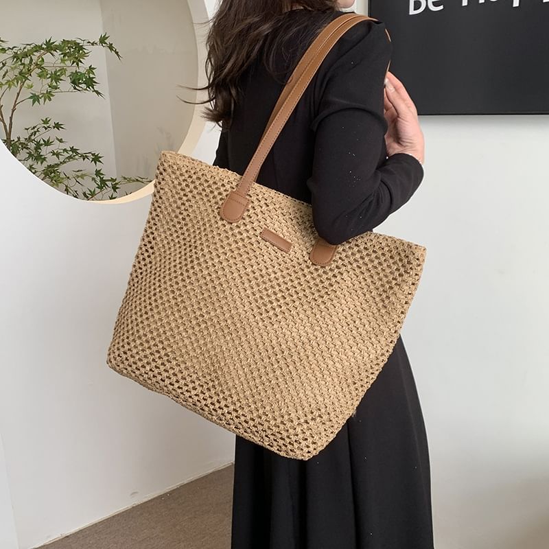 Perforated Bag Straw Tote