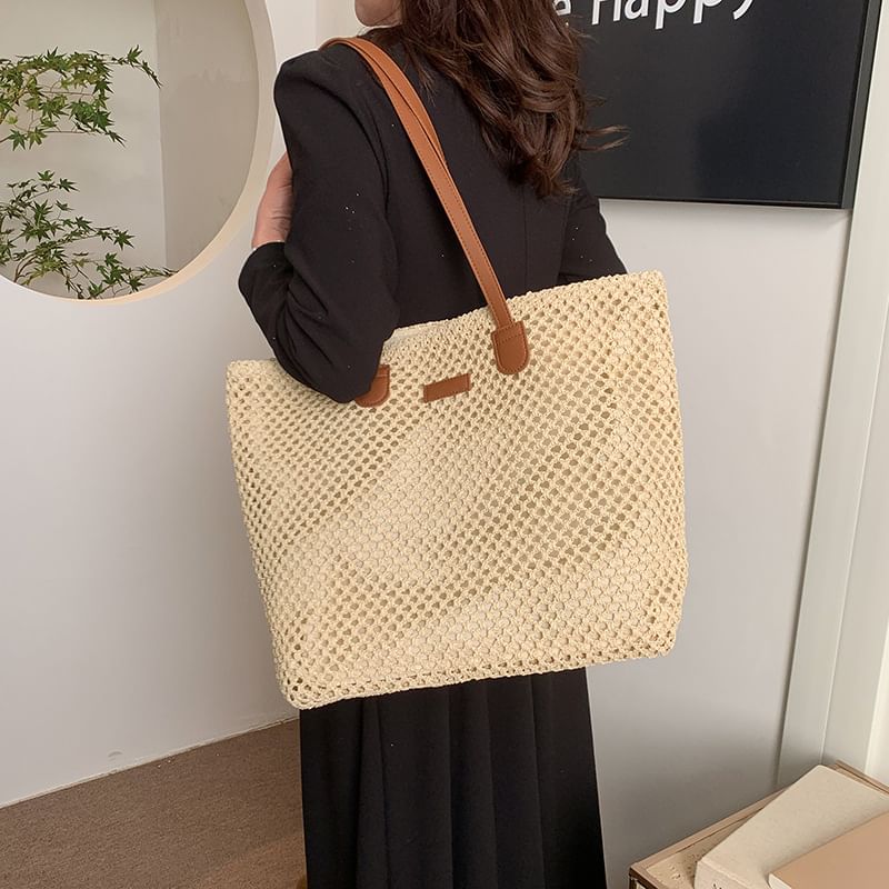 Perforated Bag Straw Tote