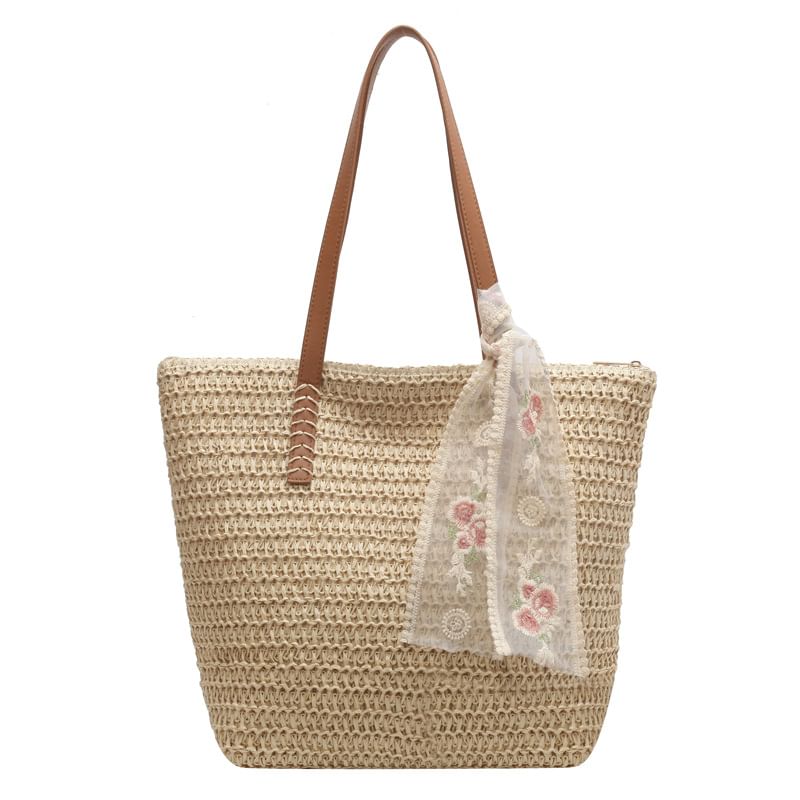 Tote Set: Bag Scarf Straw +