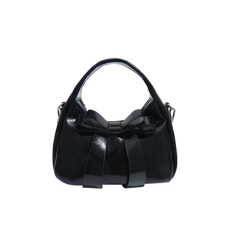 Bag Bow Plain Crossbody Leather Chain Faux Accent Strap