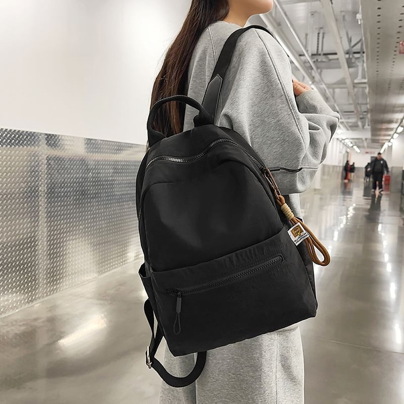 Backpack + Charm Bag Set: Nylon Laptop Plain