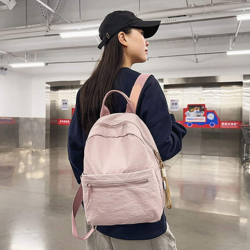 Backpack + Charm Bag Set: Nylon Laptop Plain