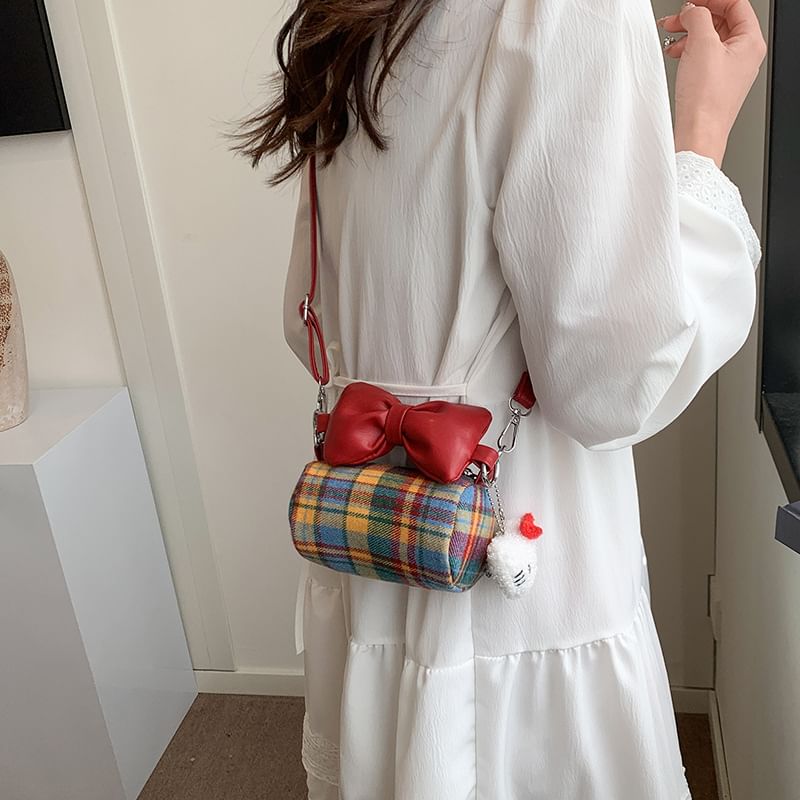 Cylinder Bag Crossbody Accent Bow