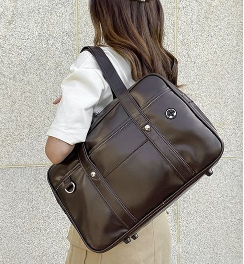 Leather Tote Bag Pocketed Faux