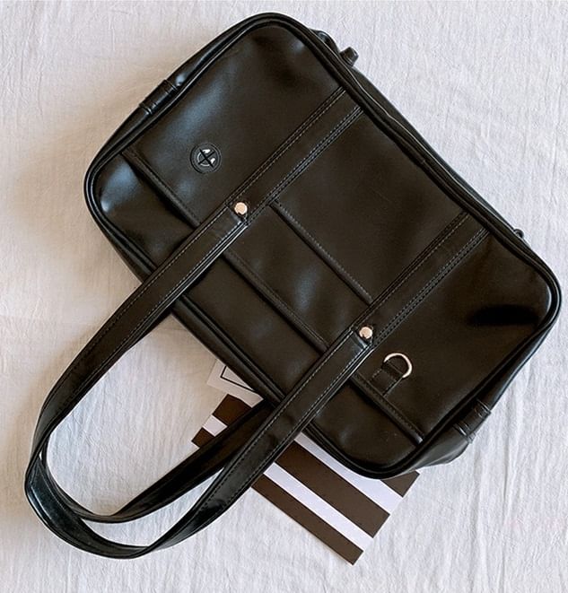 Leather Tote Bag Pocketed Faux