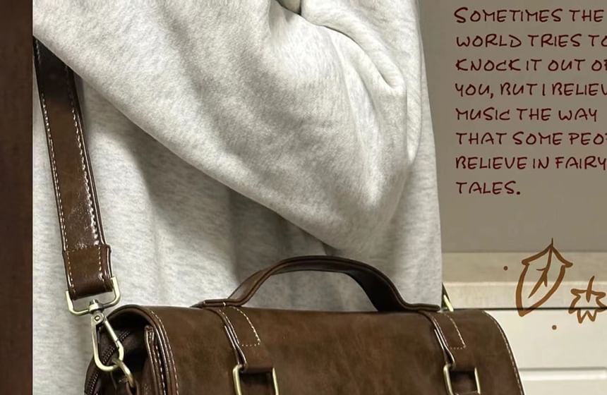 Leather Plain Faux Satchel Bag