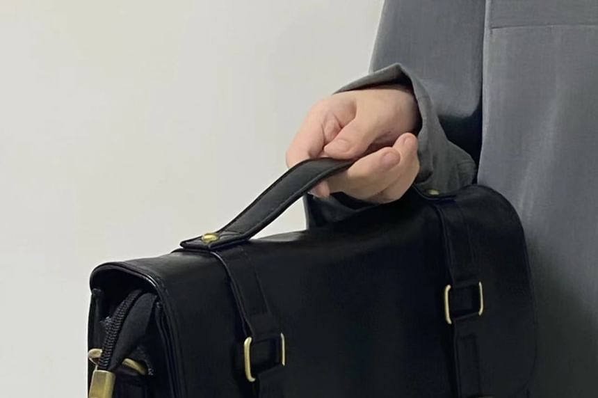 Leather Plain Faux Satchel Bag