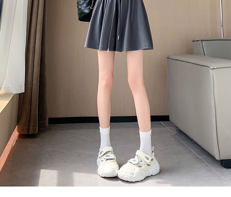 Shorts Plain Waist Drawstring Leg Wide