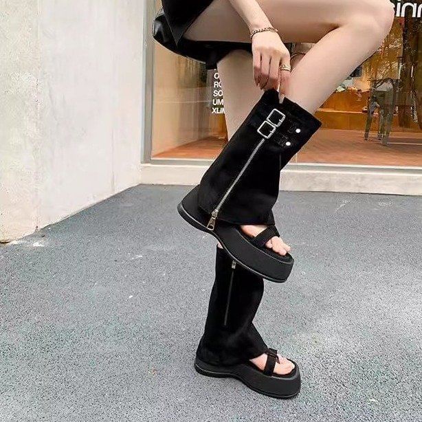 Buckled Toe Gladiator Platform Sandals Loop