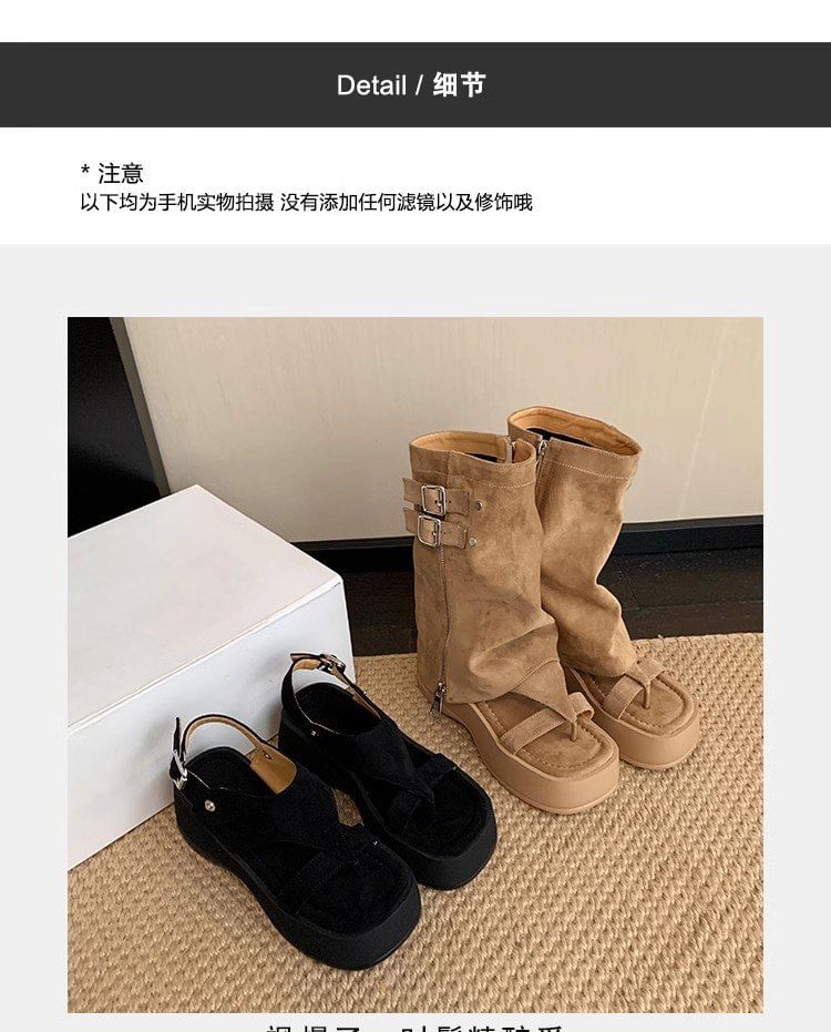 Buckled Toe Gladiator Platform Sandals Loop