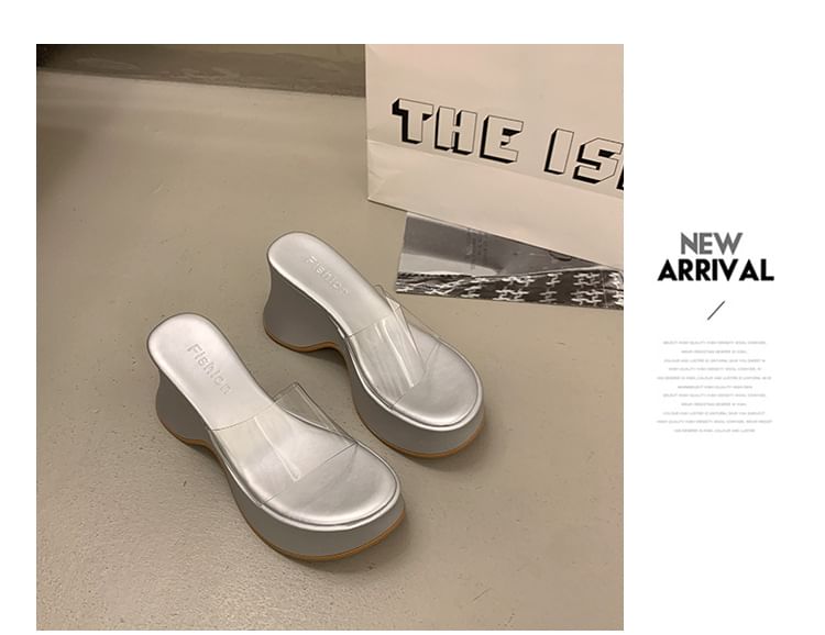 Wedge Slide PVC Sandals Platform Panel Heel
