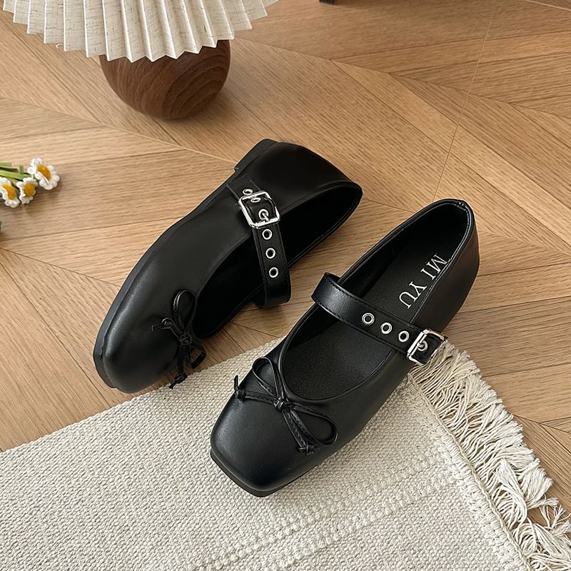 Square-Toe Shoes Jane Bow Mary