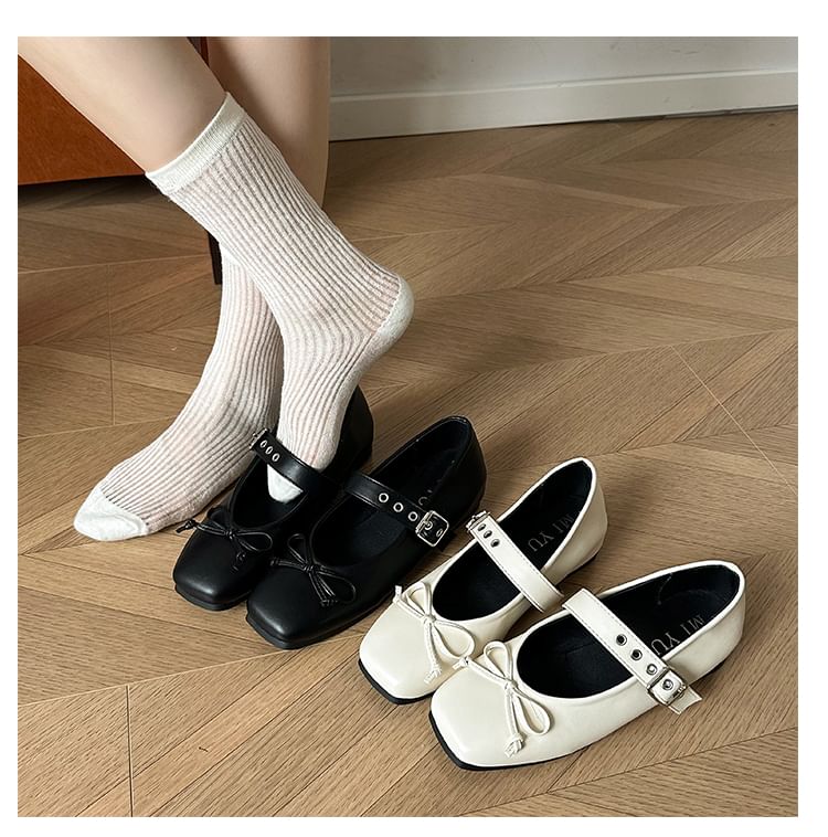 Square-Toe Shoes Jane Bow Mary