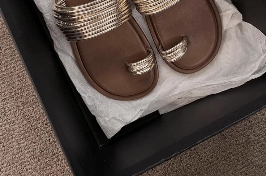 Slide Toe Sandals Loop Flat