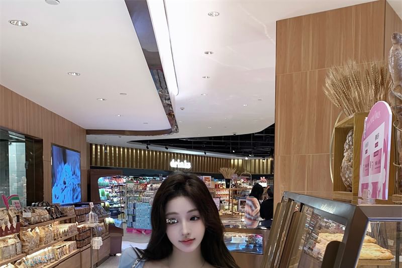 Camisole Button-Up Neck Plain Pants Cardigan Flared Waist / Crew Top Scoop Drawstring Crop