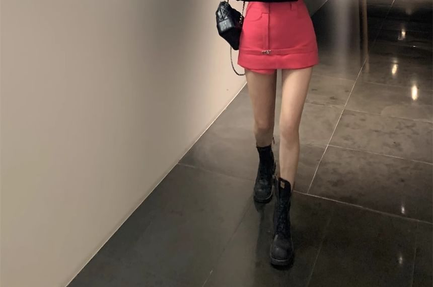 (Various Skirt High / Two-Piece Notch Waist Mock Plain Designs) Mini Lapel Tone Two Pencil Blazer