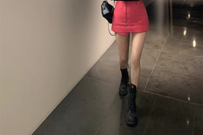 (Various Skirt High / Two-Piece Notch Waist Mock Plain Designs) Mini Lapel Tone Two Pencil Blazer