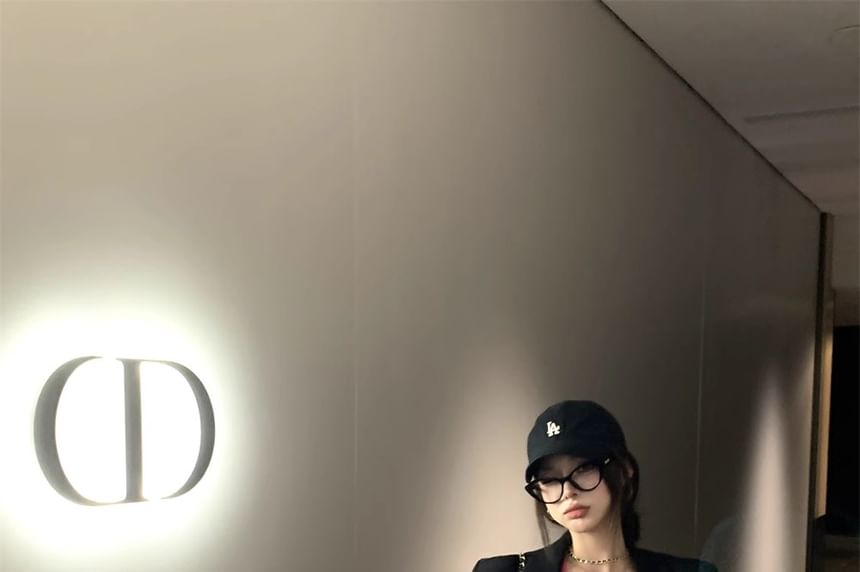 (Various Skirt High / Two-Piece Notch Waist Mock Plain Designs) Mini Lapel Tone Two Pencil Blazer