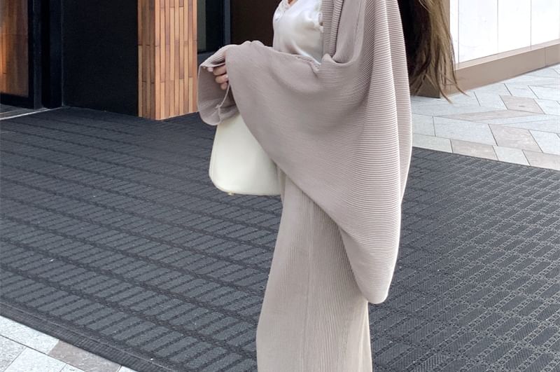 Front Trim Jacket Lace / Top Camisole Fringe High V-Neck Skirt Open Waist Pencil Plain Maxi