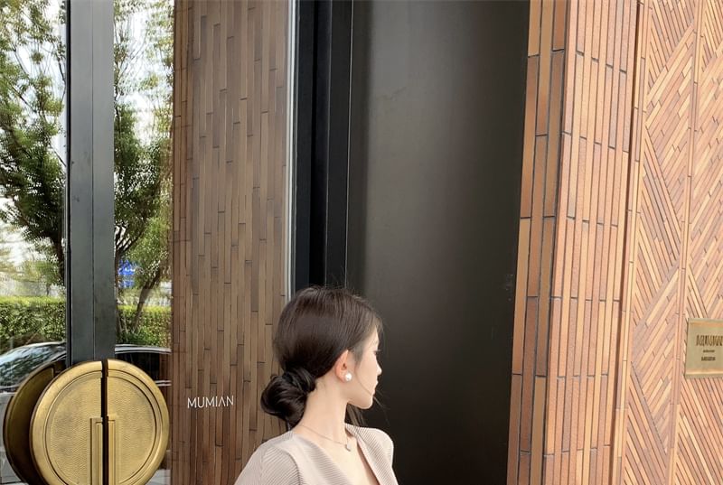 Front Trim Jacket Lace / Top Camisole Fringe High V-Neck Skirt Open Waist Pencil Plain Maxi