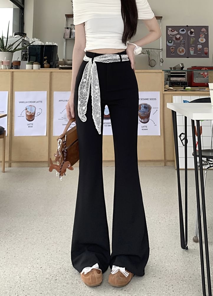 Plain High Pants Waist Bootcut