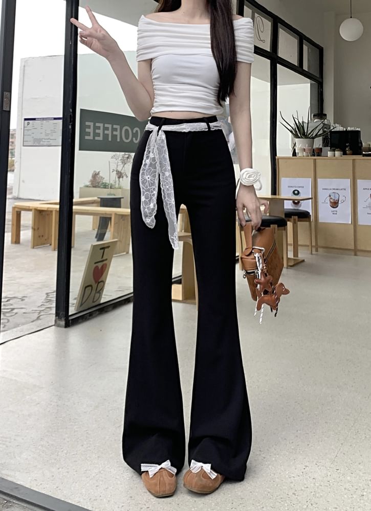 Plain High Pants Waist Bootcut
