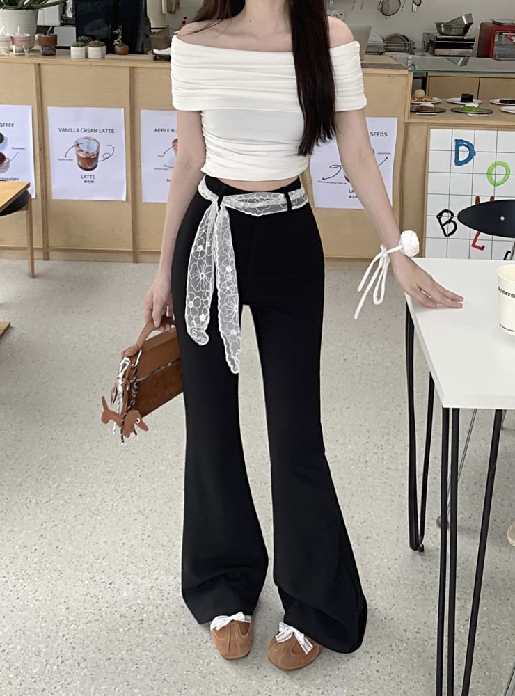 Plain High Pants Waist Bootcut