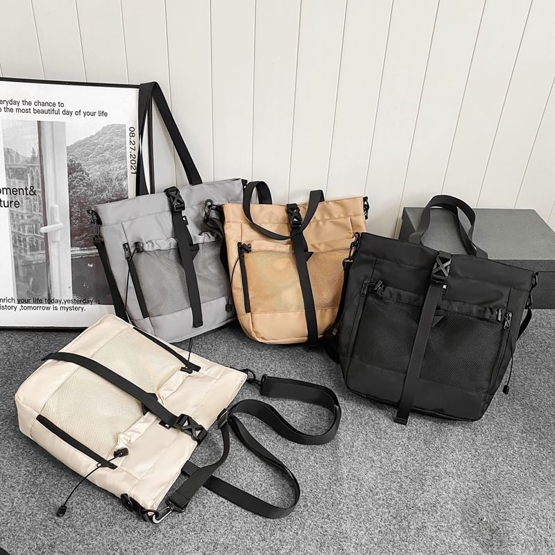 Bag Nylon Crossbody Mesh Panel Buckled