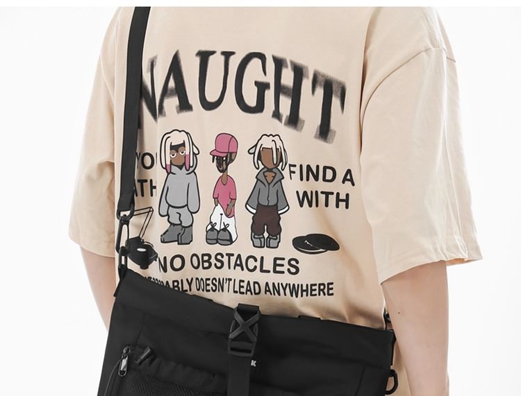 Bag Nylon Crossbody Mesh Panel Buckled