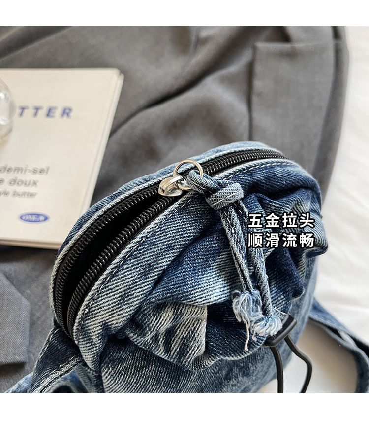 Drawstring Denim Bag Phone Mobile Crossbody