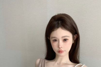 Plain Top Asymmetrical Camisole Cowl Neck