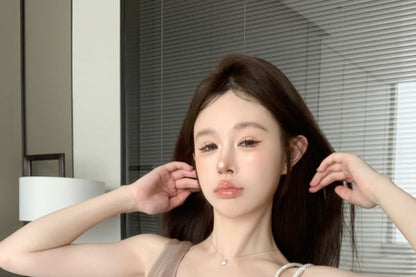 Plain Top Asymmetrical Camisole Cowl Neck