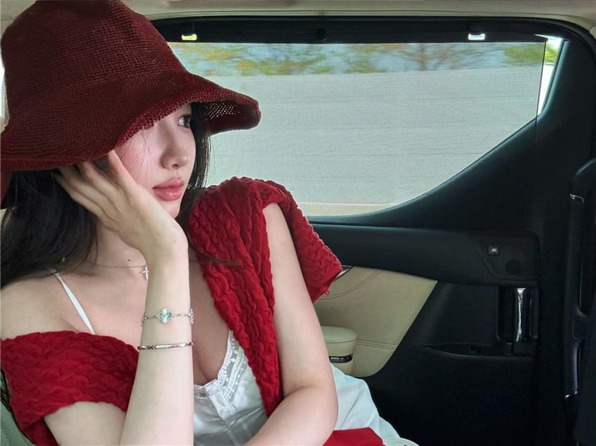 Plain Lace Camisole Top Panel / Pintuck Cardigan